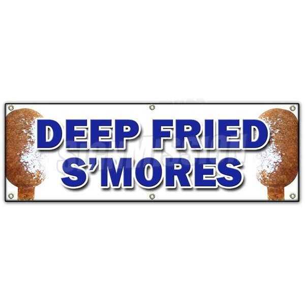 DEEP FRIED SMORES BANNER SIGN fresh made on a stick sweet snack candy